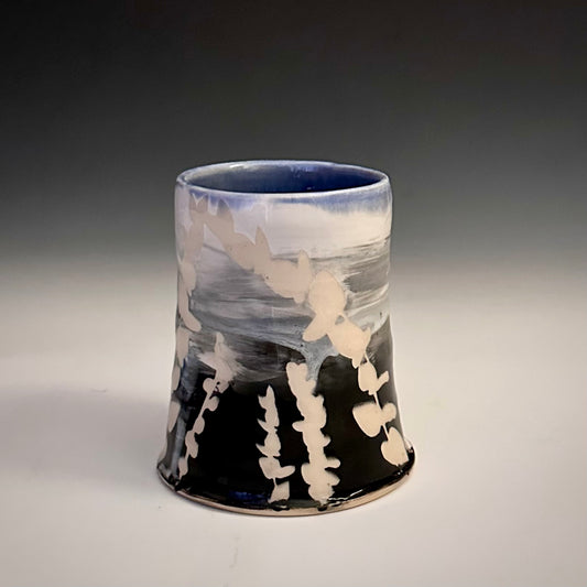 Ombré Eucalyptus Crow Cup Tumbler Blue Glaze A2412