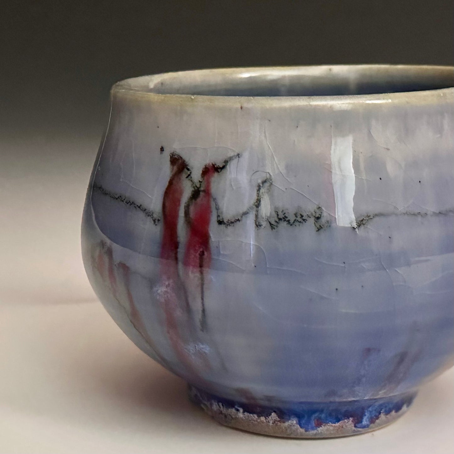 Blue Ceramic Yunomi Cup Cherry Blossom A2428