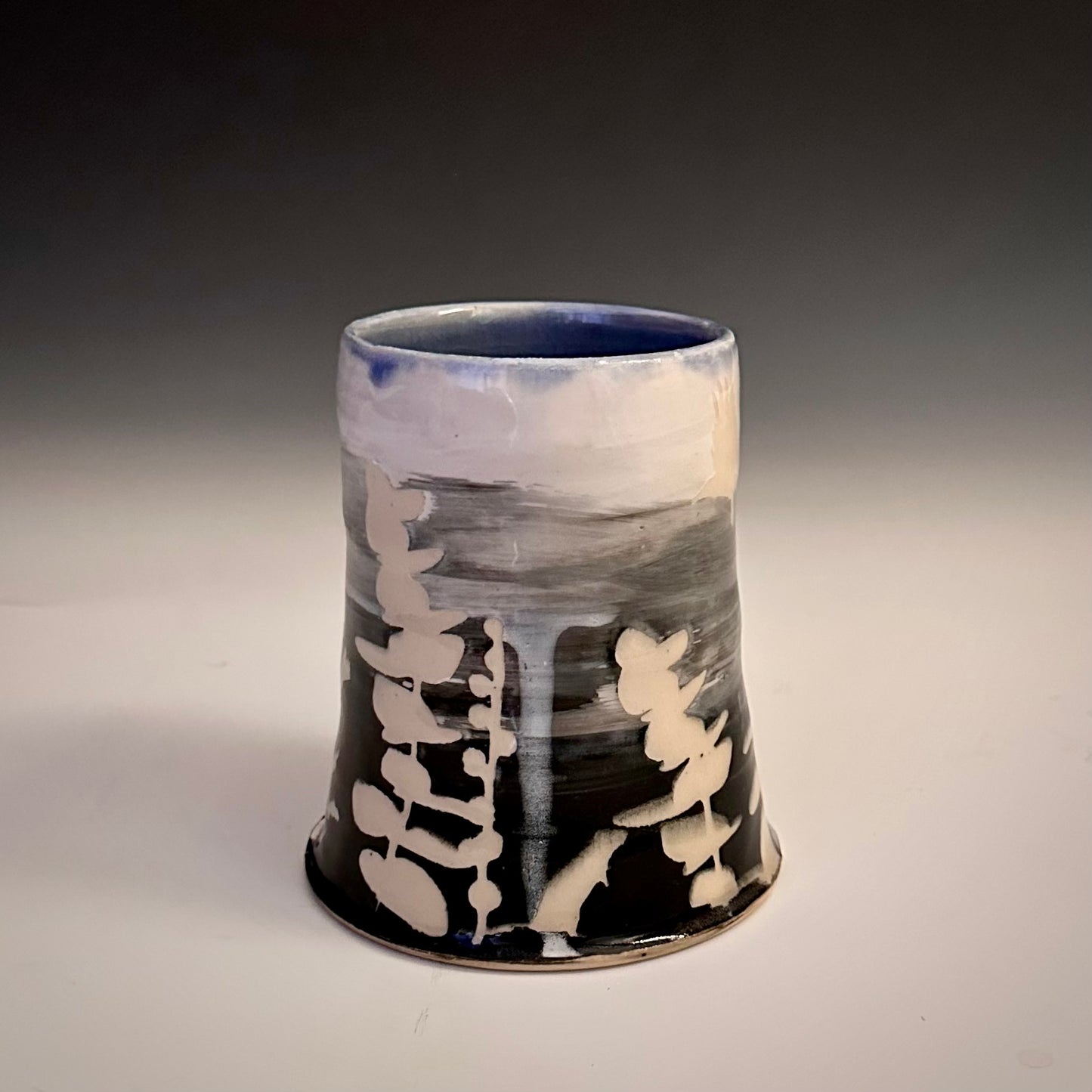 Ombré Eucalyptus Crow Cup Tumbler Blue Glaze A2412