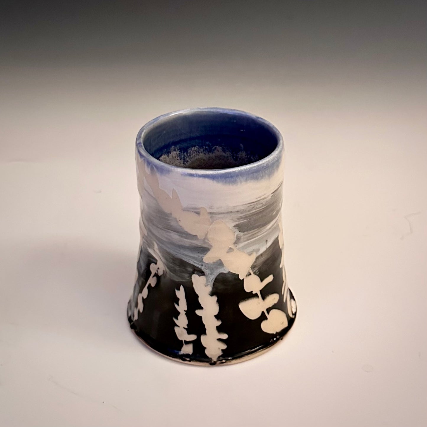 Ombré Eucalyptus Crow Cup Tumbler Blue Glaze A2412