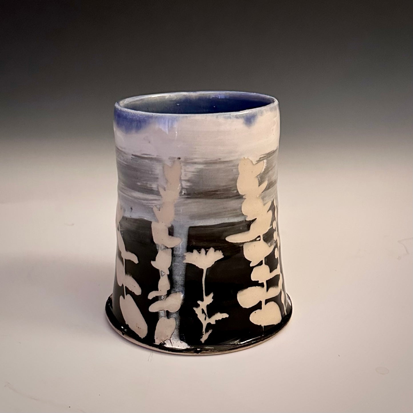 Ombré Eucalyptus Crow Cup Tumbler Blue Glaze A2412