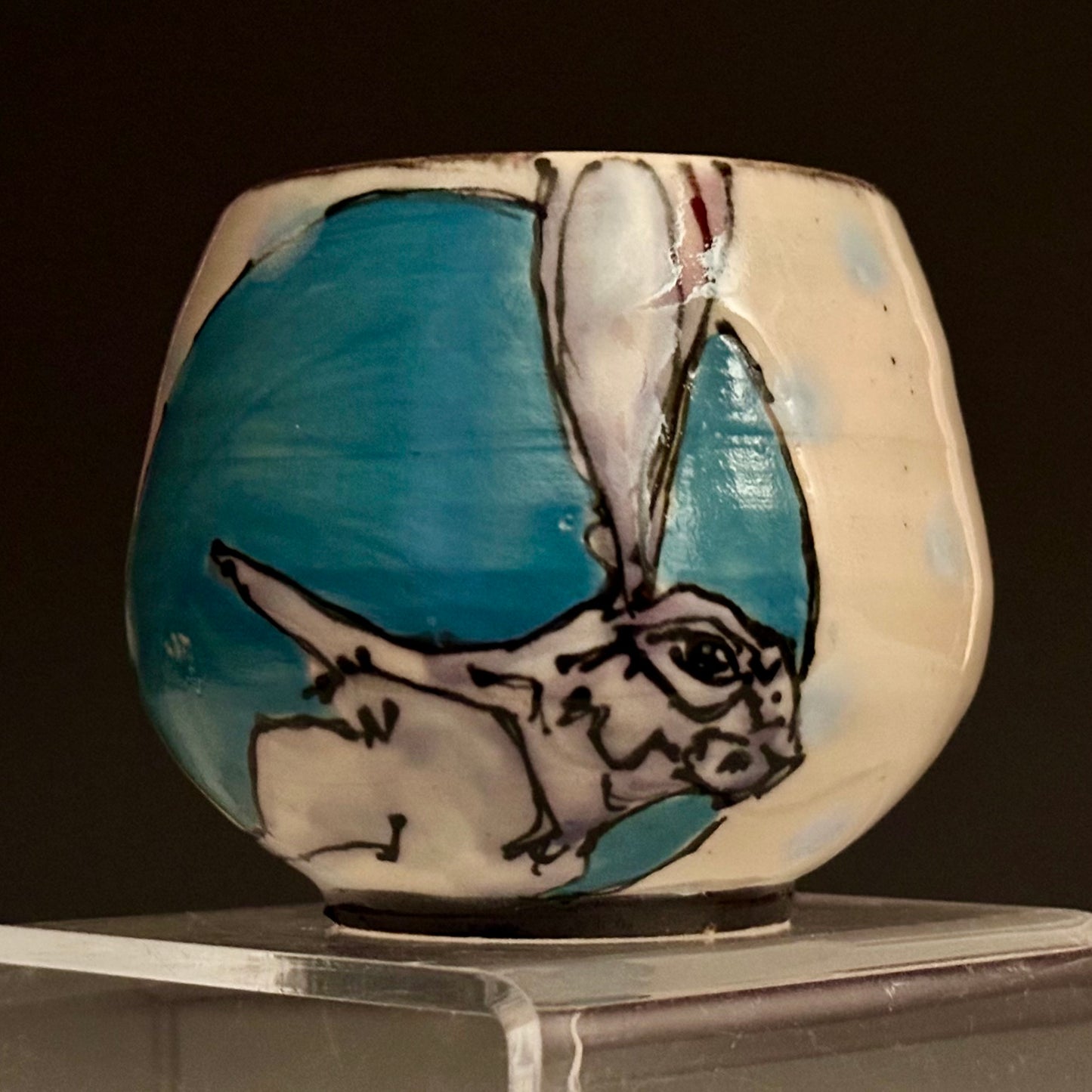 Stoneware Yunomi Cup Rabbit Red A2423