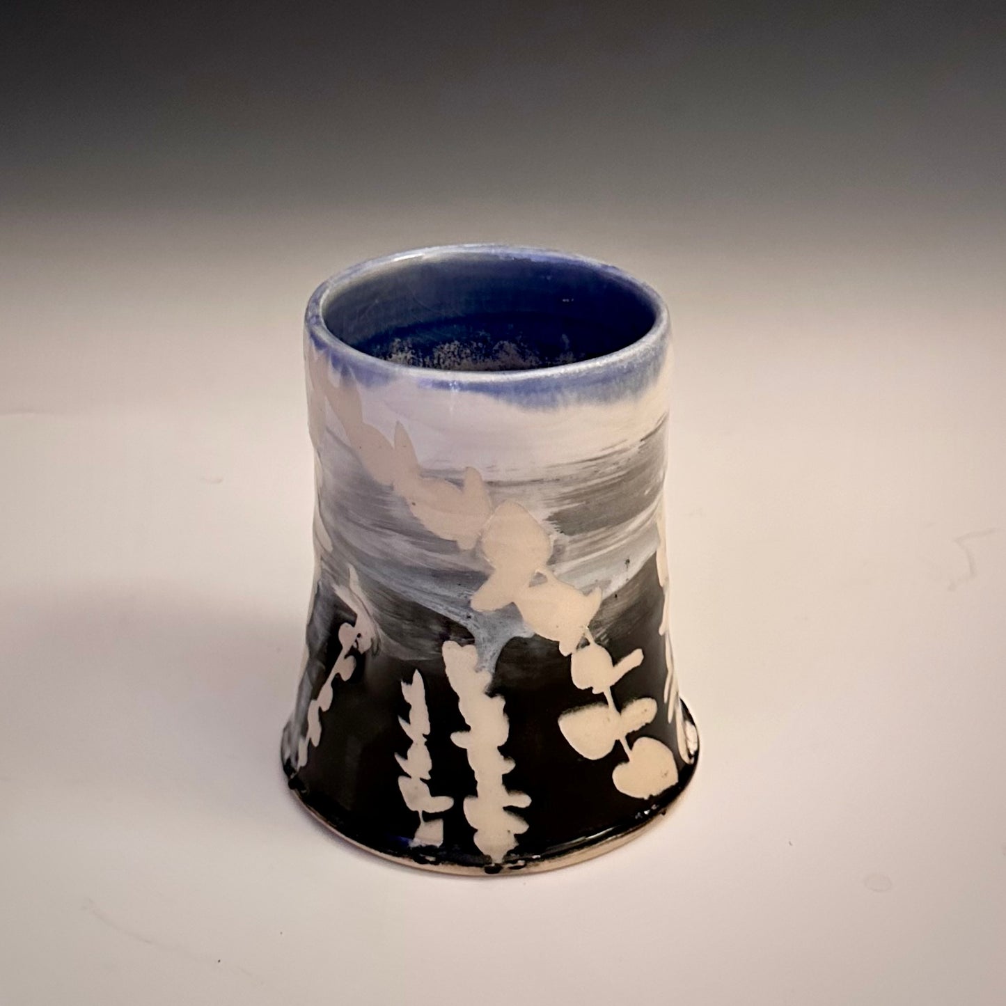 Ombré Eucalyptus Crow Cup Tumbler Blue Glaze A2412