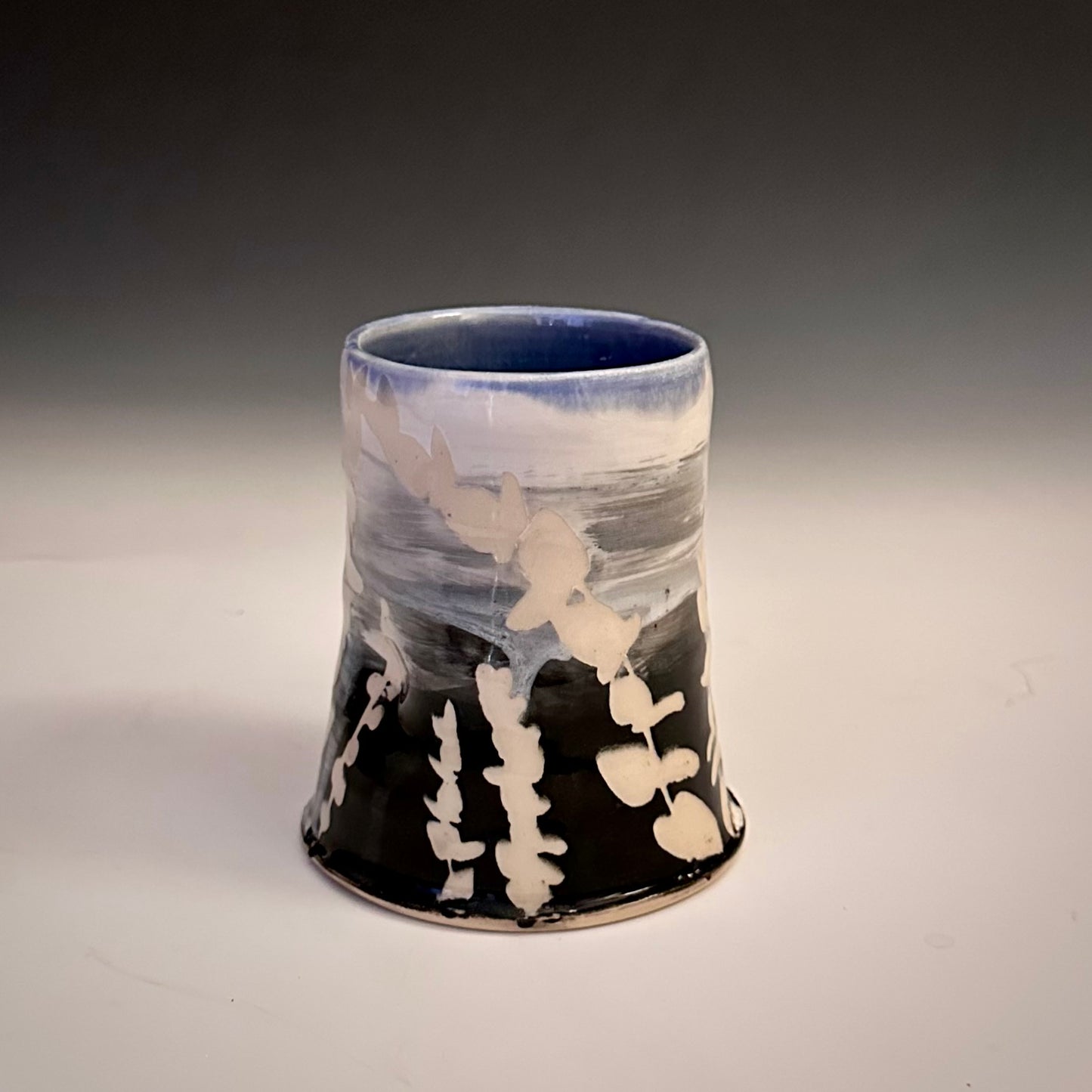 Ombré Eucalyptus Crow Cup Tumbler Blue Glaze A2412