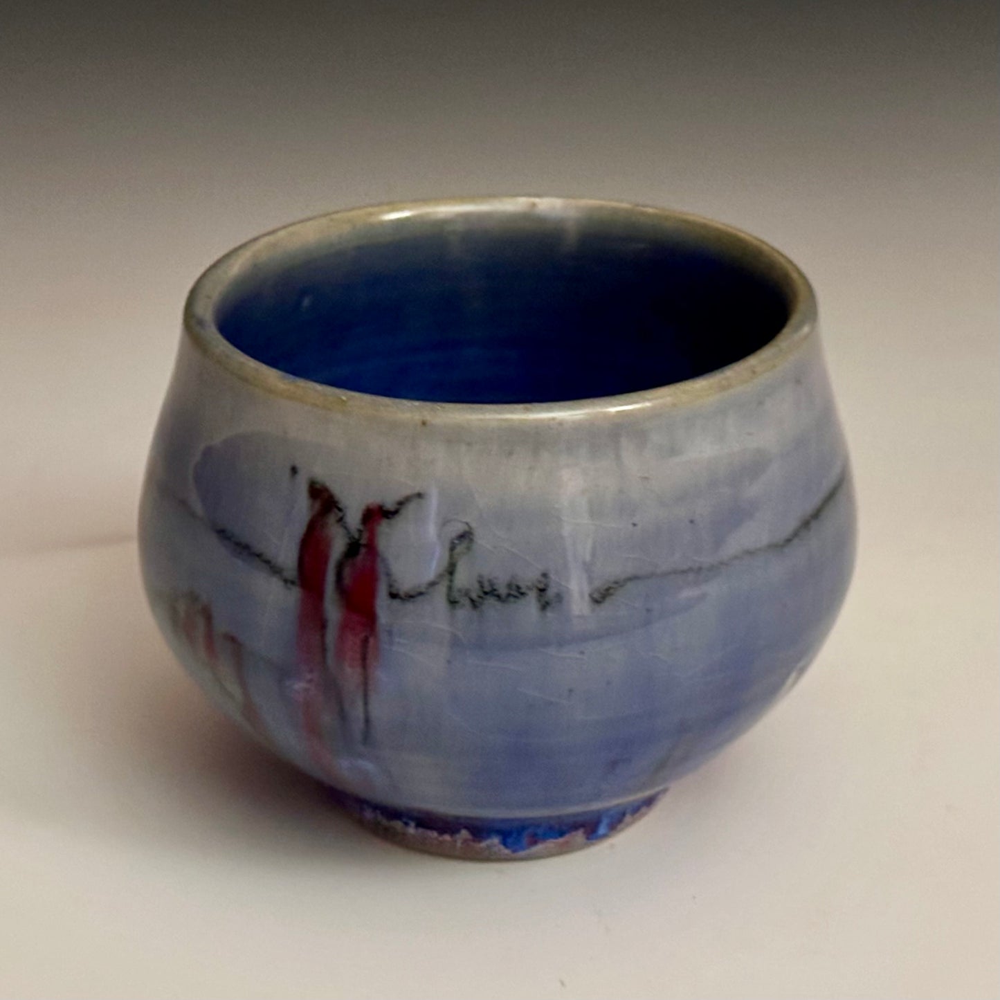 Blue Ceramic Yunomi Cup Cherry Blossom A2428