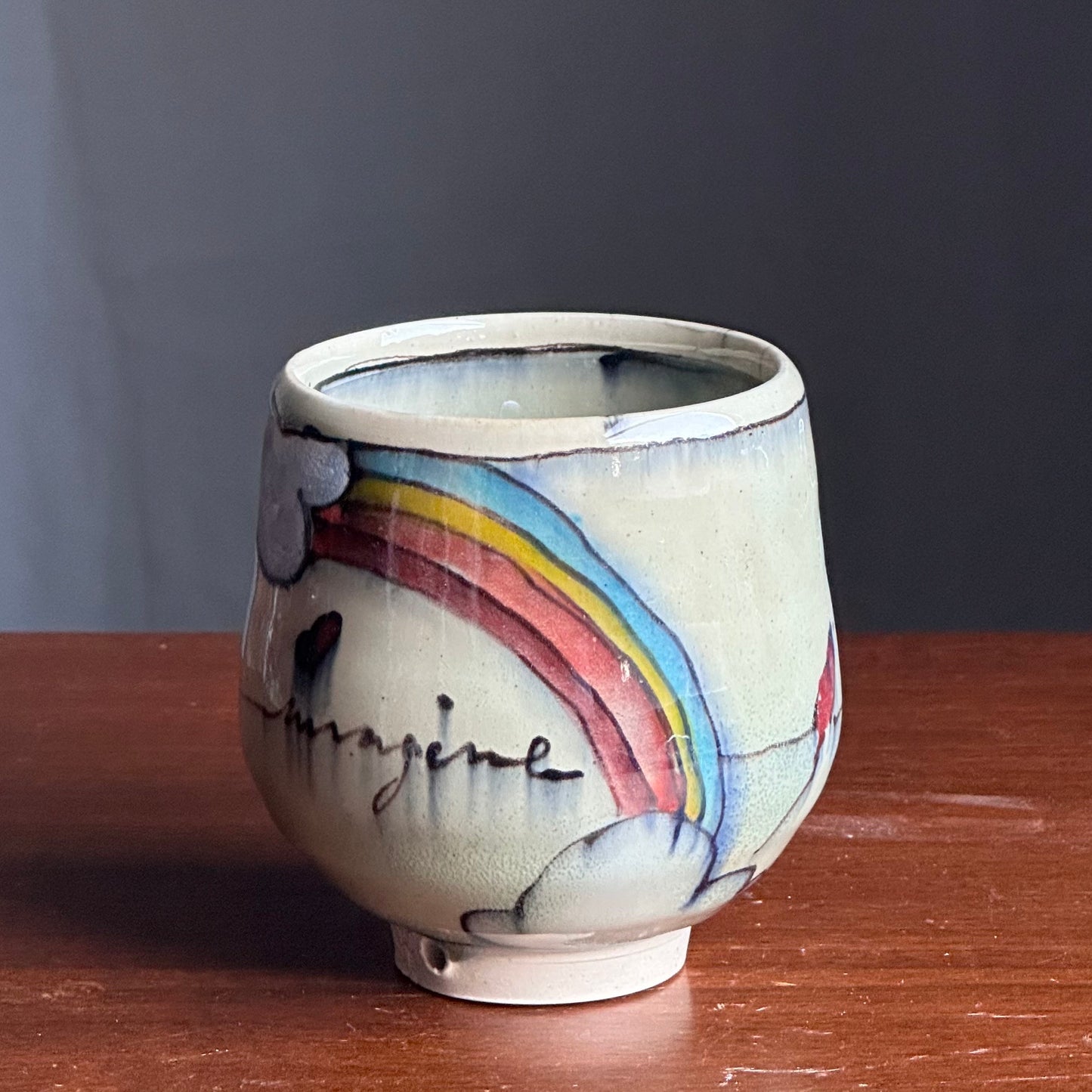 Rainbow Bird on a Wire Yunomi Teacup Mug A78