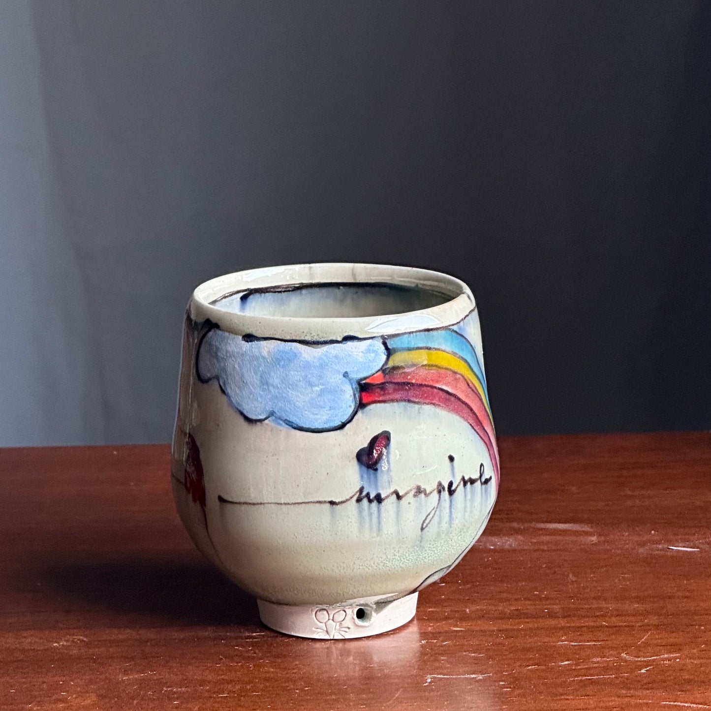 Rainbow Bird on a Wire Yunomi Teacup Mug A78