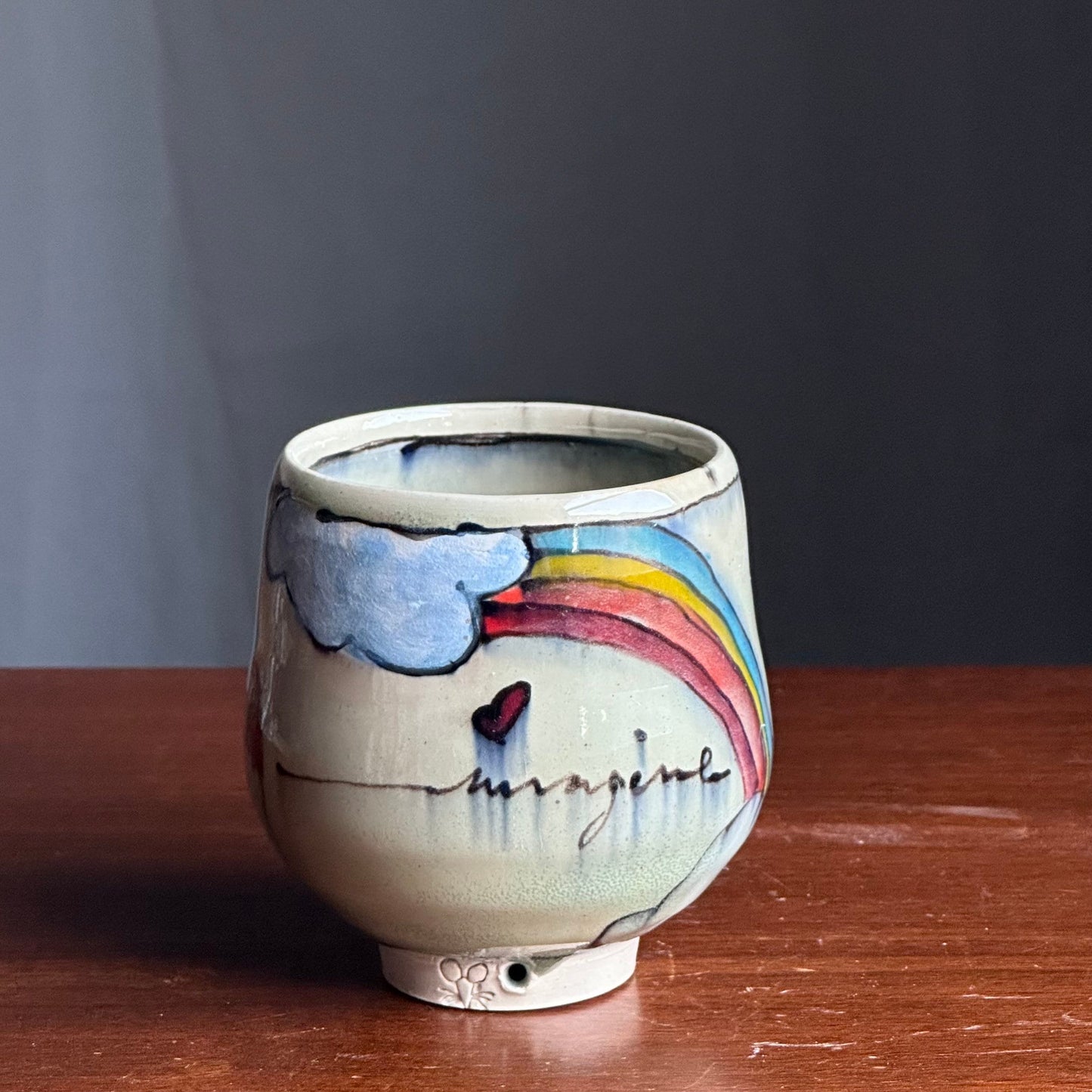 Rainbow Bird on a Wire Yunomi Teacup Mug A78