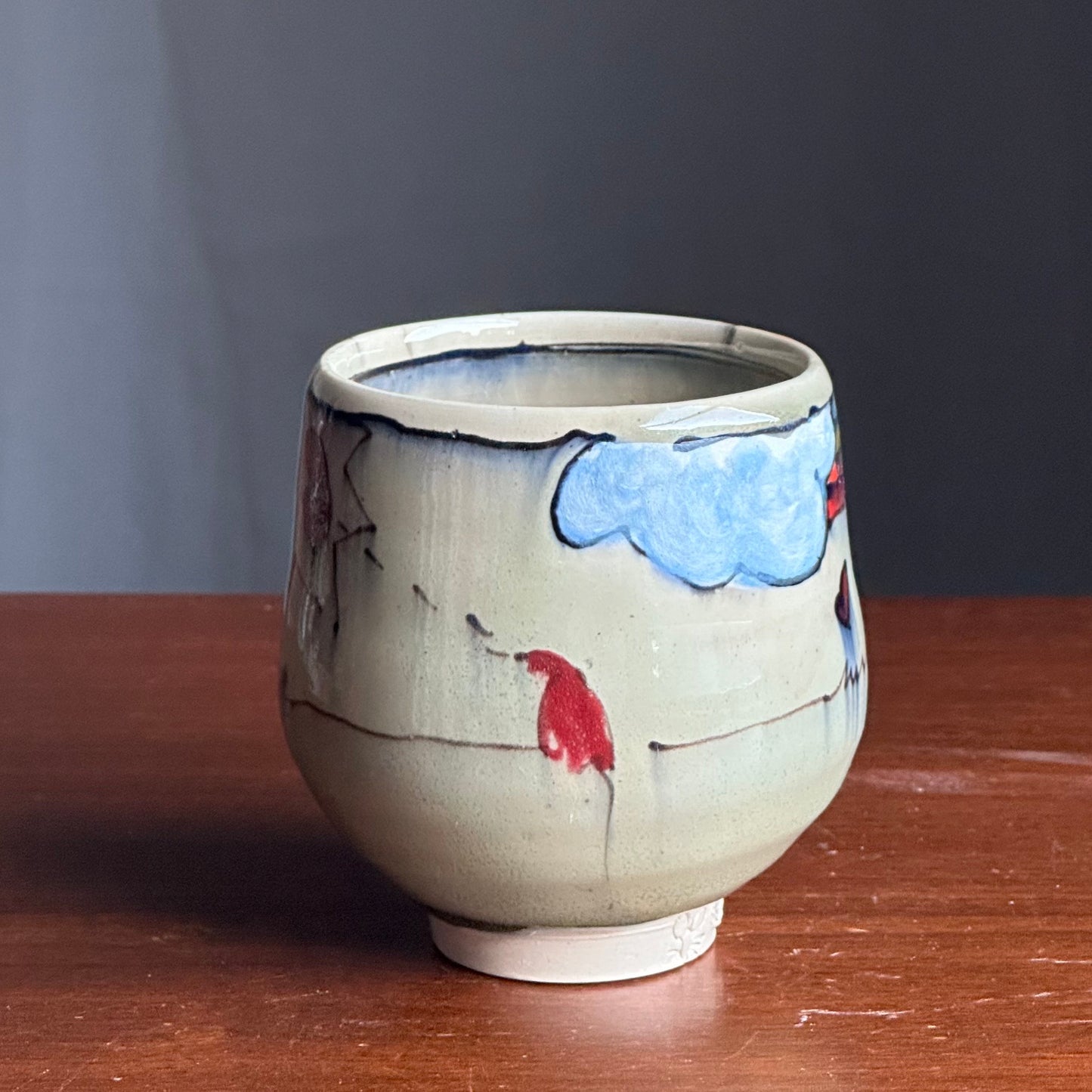 Rainbow Bird on a Wire Yunomi Teacup Mug A78