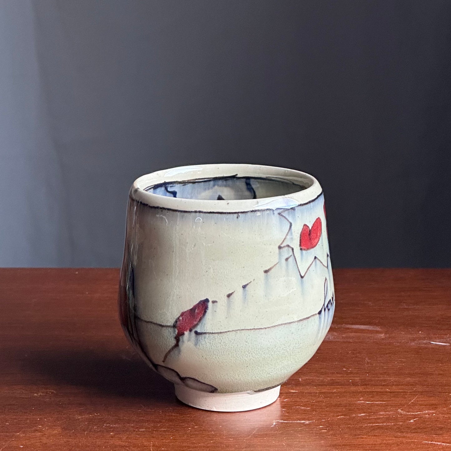 Rainbow Bird on a Wire Yunomi Teacup Mug A78