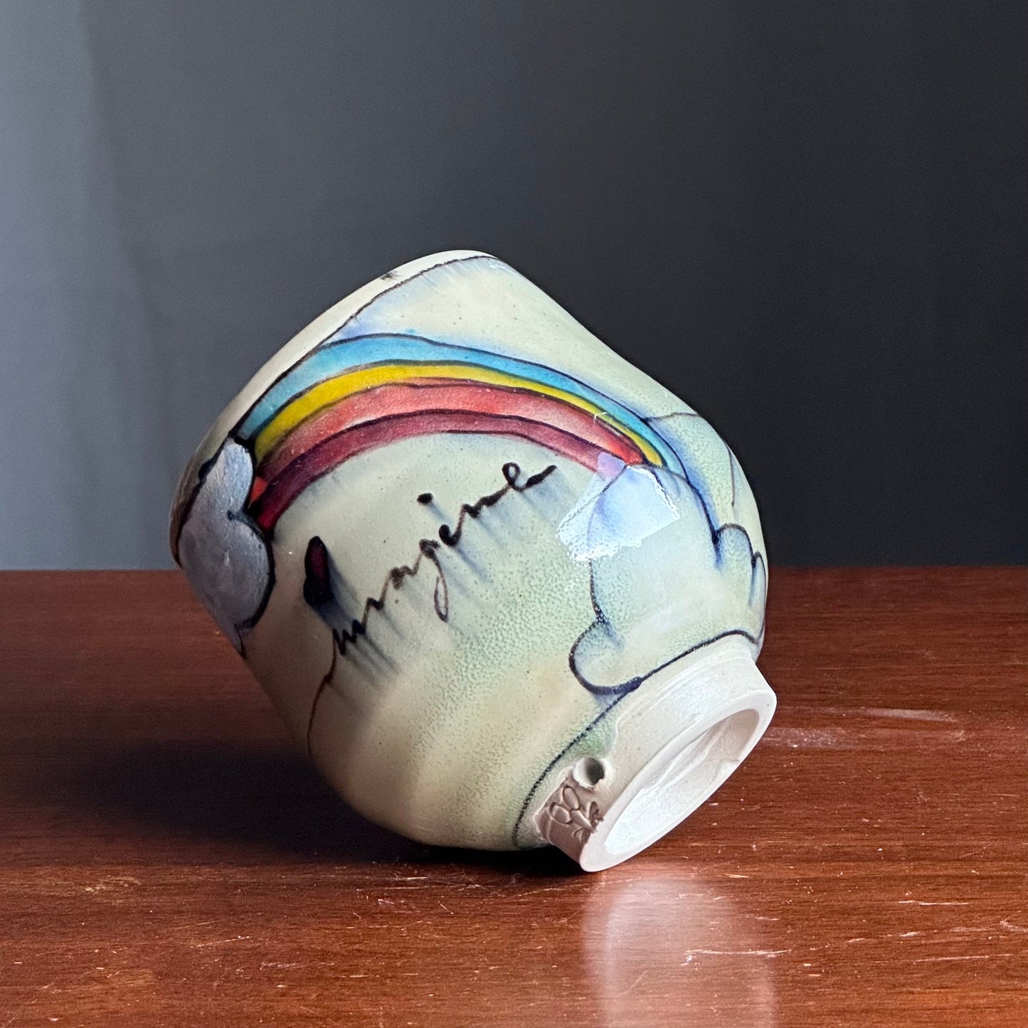 Rainbow Bird on a Wire Yunomi Teacup Mug A78