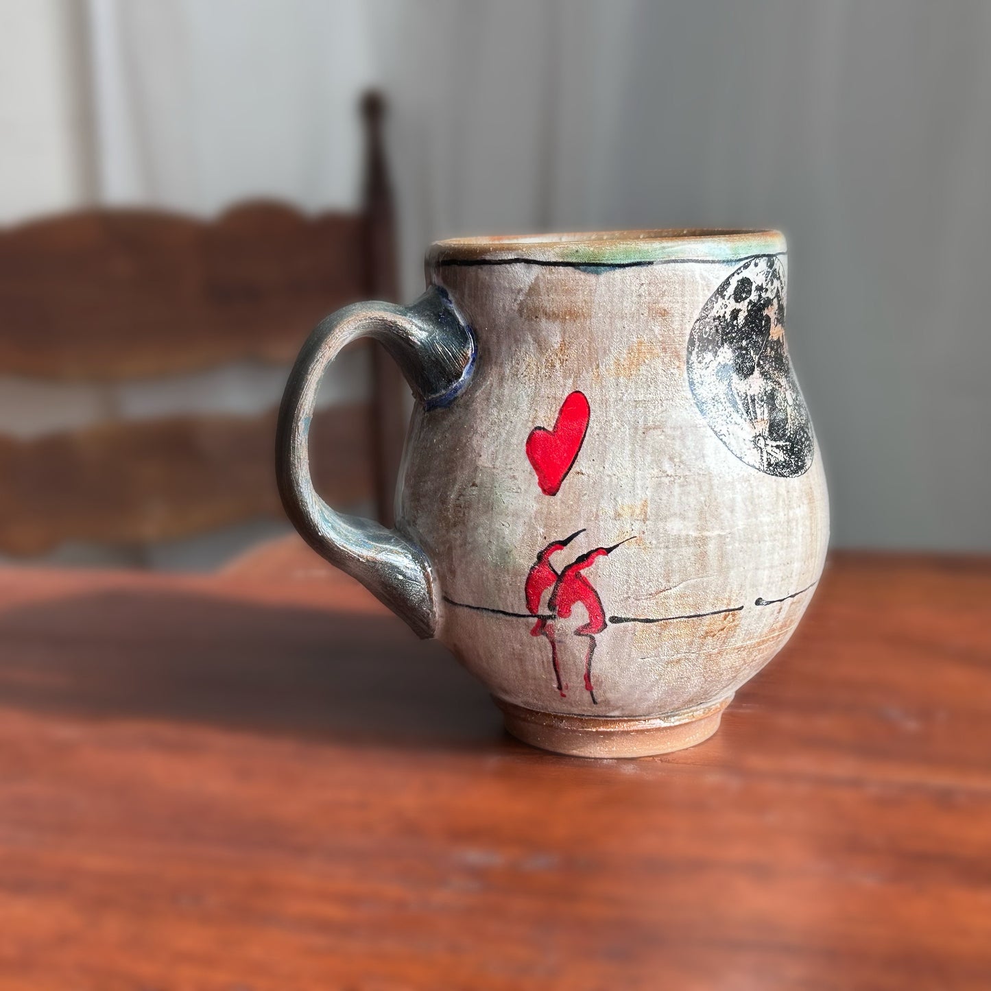 Mug Full Moon Bird Love