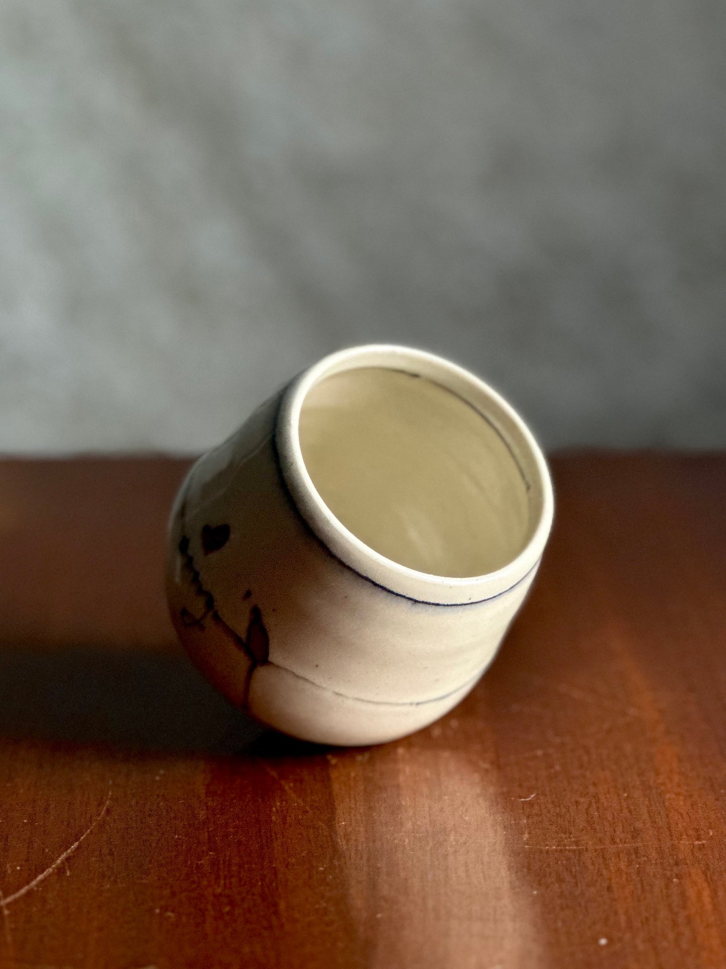 Ceramic Teacup Yunomi Tumbler Bird on a Wire Cup