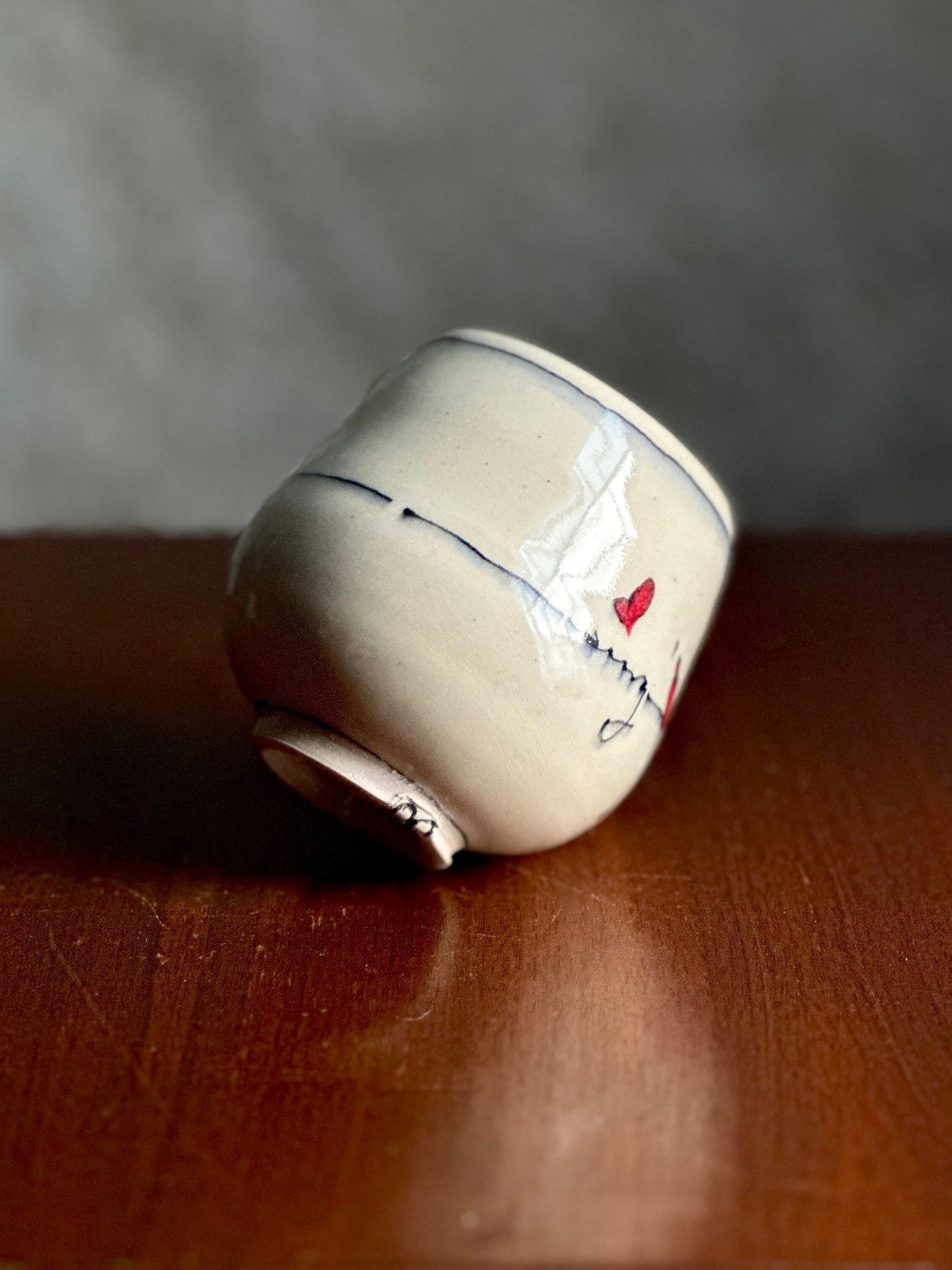 Ceramic Teacup Yunomi Tumbler Bird on a Wire Cup