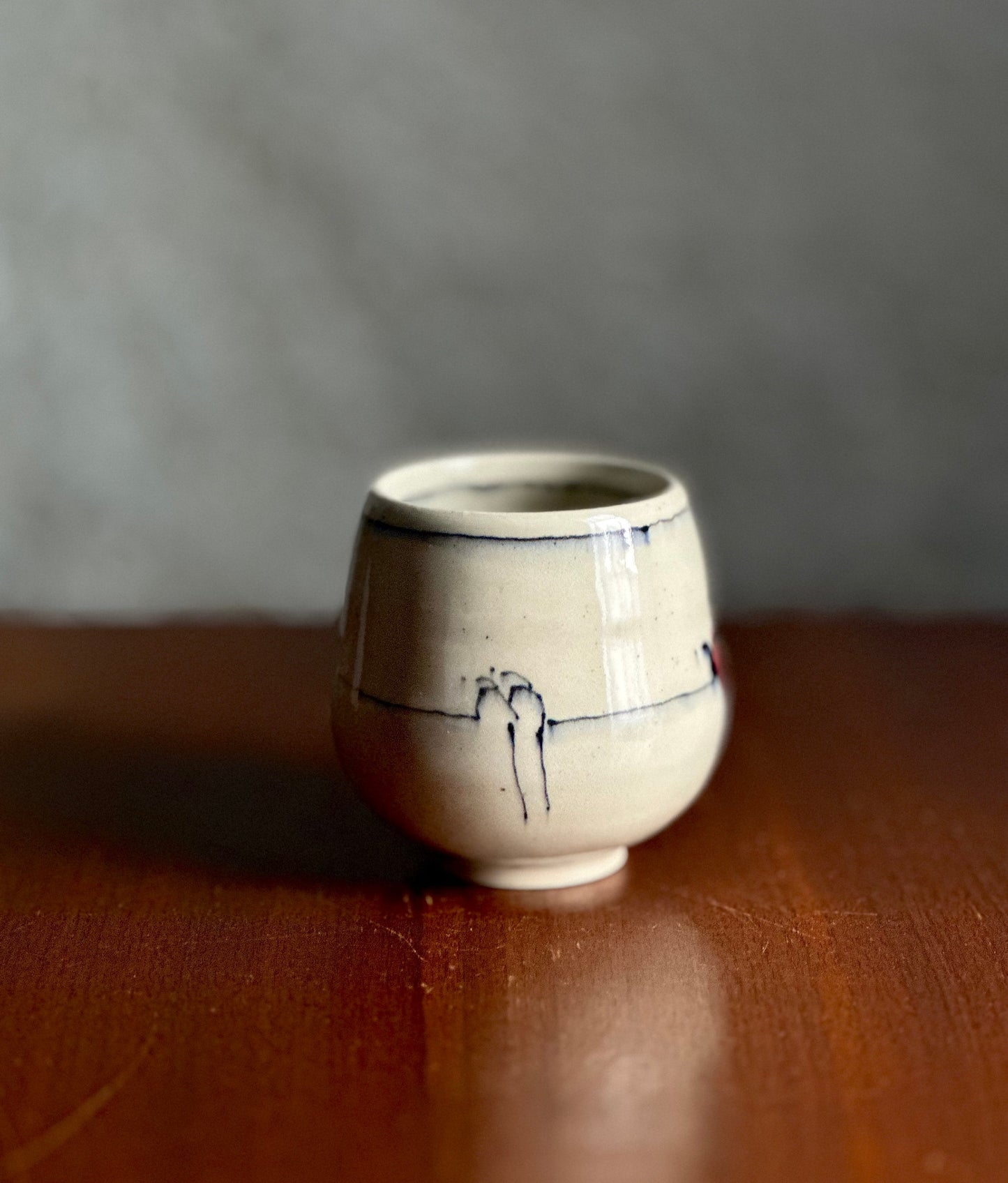 Ceramic Teacup Yunomi Tumbler Bird on a Wire Cup