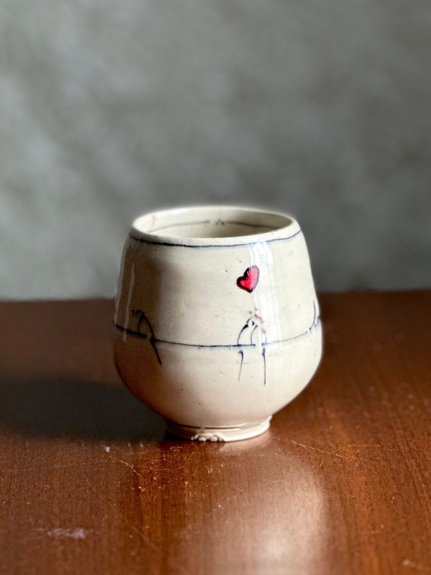 Cup Teacup Handleless Mug Tumbler “Love Deeply”  Yunomi Tumbler Bird on a Wire Cup A2416