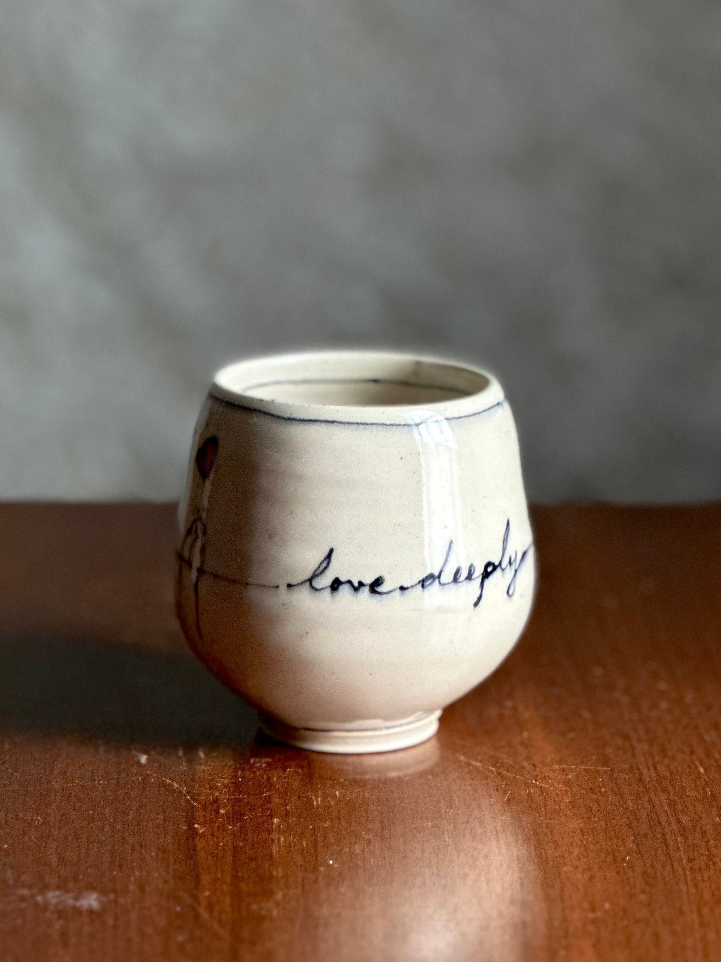 Cup Teacup Handleless Mug Tumbler “Love Deeply”  Yunomi Tumbler Bird on a Wire Cup A2416