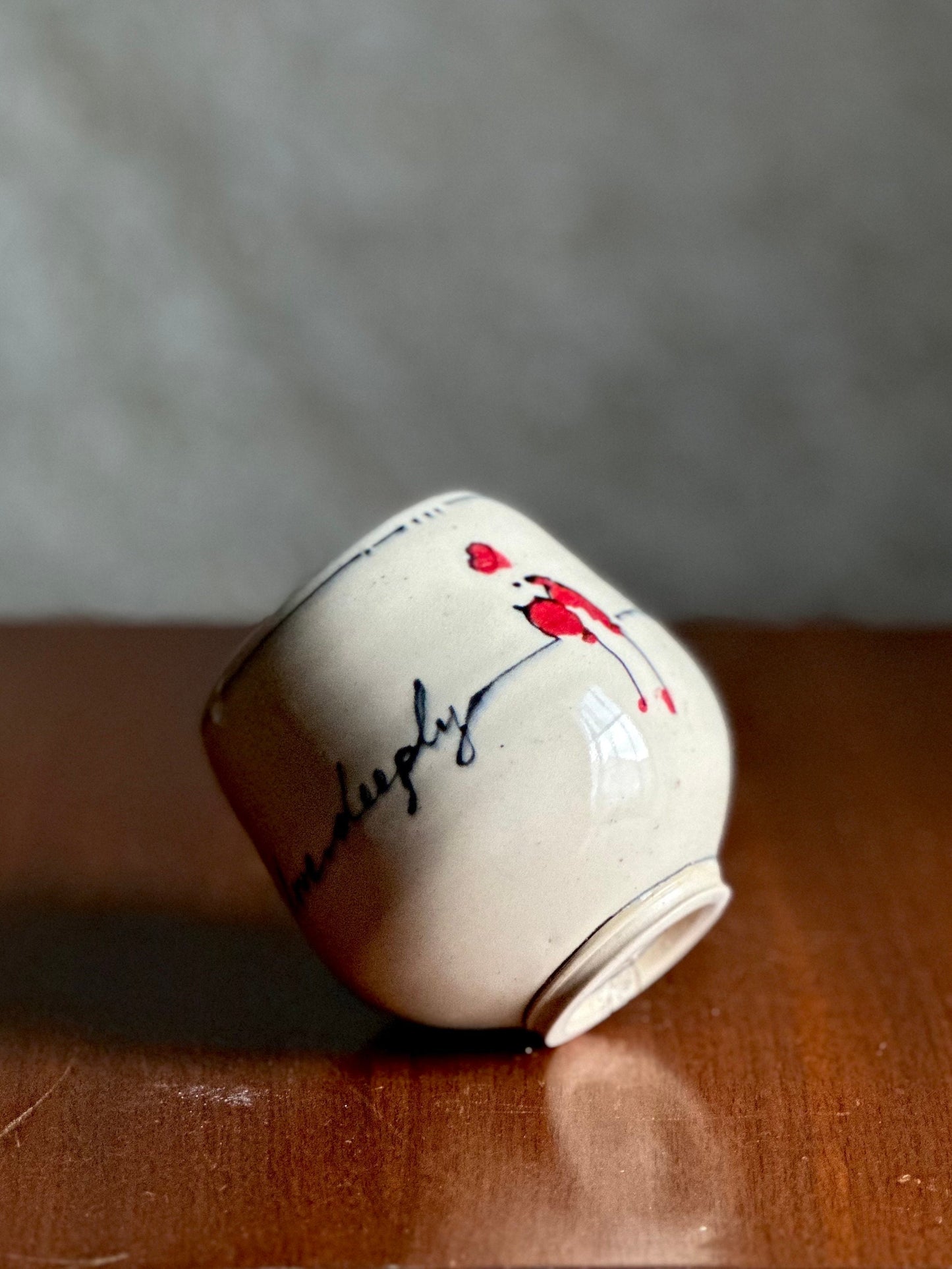 Cup Teacup Handleless Mug Tumbler “Love Deeply”  Yunomi Tumbler Bird on a Wire Cup A2416