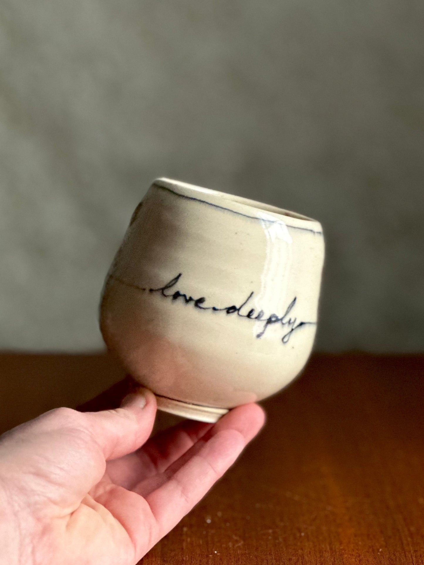 Cup Teacup Handleless Mug Tumbler “Love Deeply”  Yunomi Tumbler Bird on a Wire Cup A2416