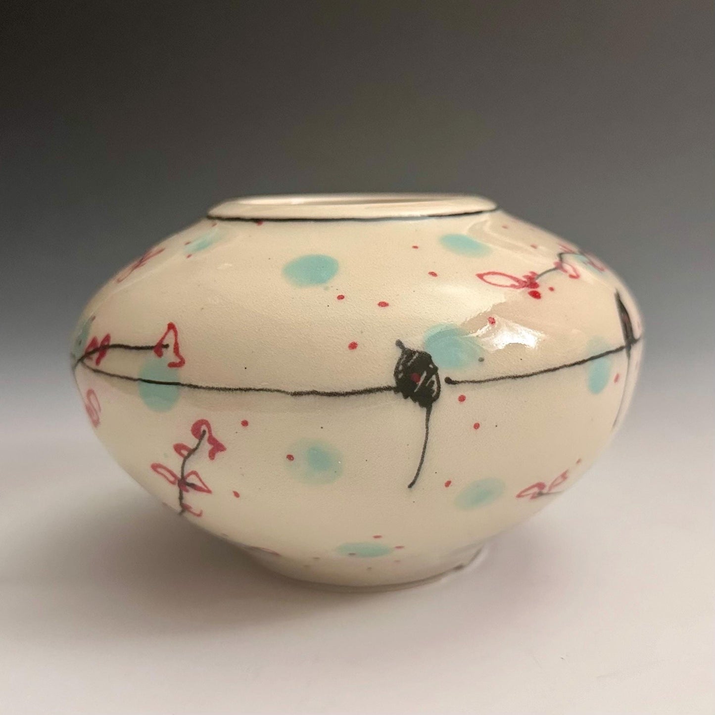 Baby Moon Jar Cherry Blossom And Polka Dot Painted