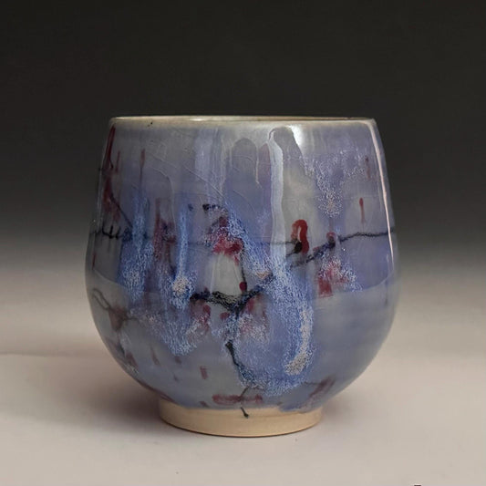 Rain and Cherry Blossom Blue Handmade Mug N013