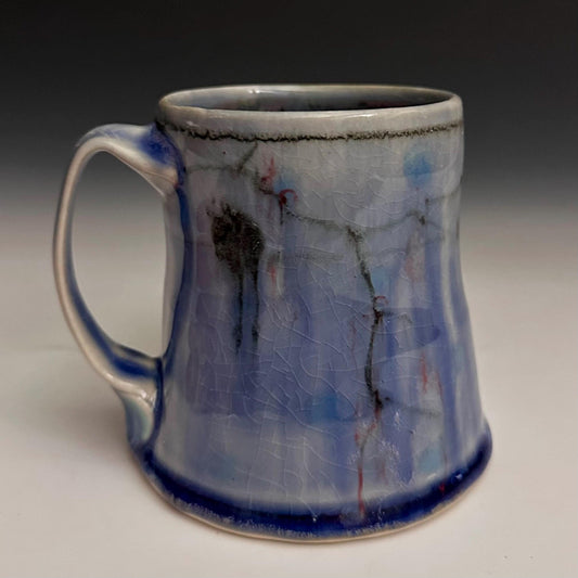 Rain and Cherry Blossom Blue Handmade Mug N014